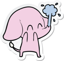 sticker van een schattige cartoonolifant die water spuit png