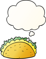 cartoon taco with thought bubble in smooth gradient style png