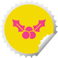 circulaire pellen sticker tekenfilm van een Kerstmis hulst png