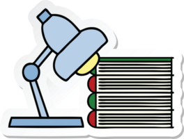 sticker of a cute cartoon study books and lamp png