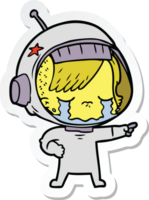 Aufkleber eines Cartoon-weinenden Astronautenmädchens png