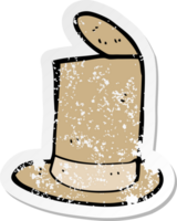 retro distressed sticker of a cartoon old top hat png