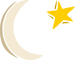 cartoon doodle moon and star shape png