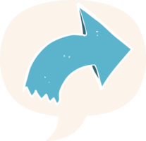 cartoon pointing arrow with speech bubble in retro style png