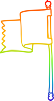 rainbow gradient line drawing of a cartoon blue flag png