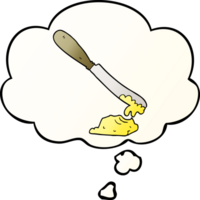 cartoon knife spreading butter with thought bubble in smooth gradient style png