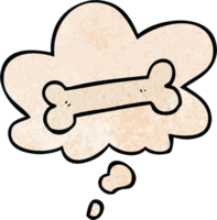 cartoon bone with thought bubble in grunge texture style png