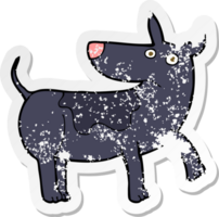 retro distressed sticker of a funny cartoon dog png