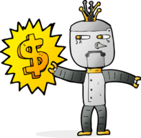 robot de dibujos animados con símbolo de dinero png