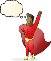 super-herói dos desenhos animados com balão de pensamento png