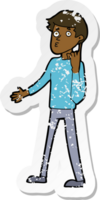 retro distressed sticker of a cartoon man asking question png