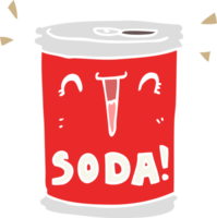 canette de soda de dessin animé de style couleur plat png