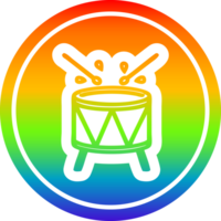 beating drum circular icon with rainbow gradient finish png