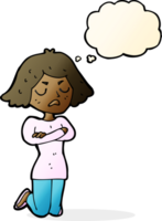 cartoon annoyed woman with thought bubble png