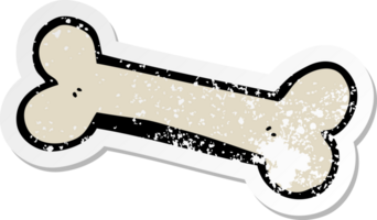 distressed sticker of a cartoon bone png