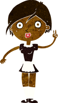 caricatura, camarera, elaboración, mano, gesto png