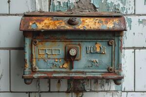 AI generated Vintage rusty mailbox on the wall photo