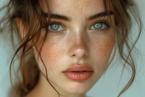 ai generado de cerca retrato de un hermosa joven niña foto