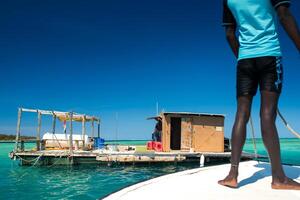 Fixed base on the water for diving in an underwater helmet in the ocean on the island of Mauritius photo