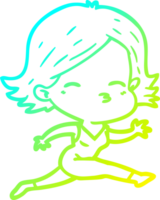 frio gradiente linha desenhando do uma desenho animado mulher png