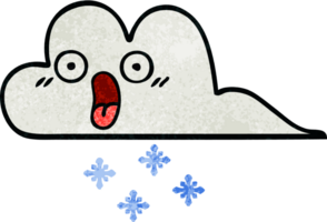 retro grunge texture cartoon of a shocked snow cloud png