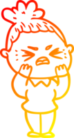 warm gradient line drawing of a cartoon angry woman png