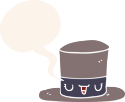 cartoon top hat with speech bubble in retro style png