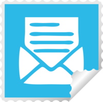 square peeling sticker cartoon of a letter and envelope png