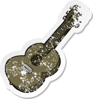 retro nödställda klistermärke av en tecknad gitarr png