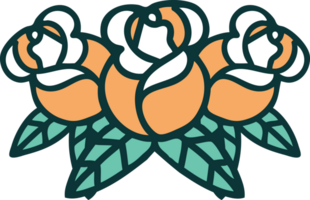 iconic tattoo style image of a bouquet of flowers png