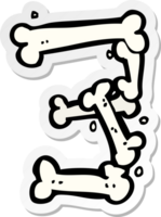 sticker of a cartoon halloween bone number png