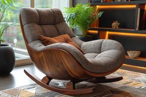 AI generated Designer rocking chair for relaxing in the home interior photo