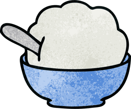 hand dragen knäppa tecknad serie is grädde skål png