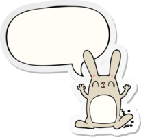 cartoon rabbit with speech bubble sticker png