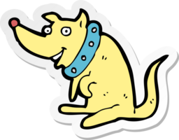 sticker van een cartoon gelukkige hond in grote kraag png