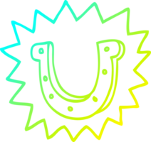 cold gradient line drawing of a cartoon lucky horseshoe png