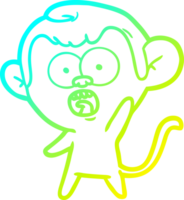 cold gradient line drawing of a cartoon shocked monkey png