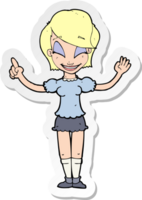 adesivo de uma menina bonita de desenho animado com ideia png