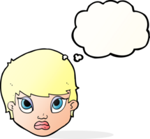 cartoon sulking woman with thought bubble png