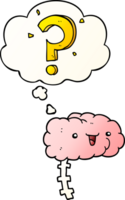 cartoon curious brain with thought bubble in smooth gradient style png