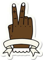 sticker of a victory v hand gesture with banner png