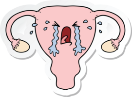 sticker of a cartoon uterus crying png