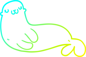 cold gradient line drawing of a cute cartoon seal png