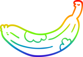 rainbow gradient line drawing of a cartoon turning banana png