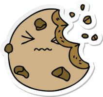 pegatina de una peculiar galleta masticada de dibujos animados dibujados a mano png