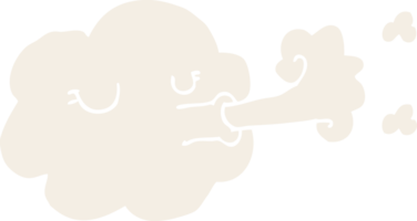 cartoon doodle cloud blowing a gale png