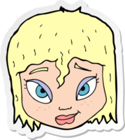 pegatina de un rostro femenino de dibujos animados png