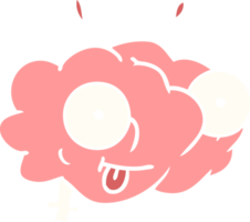 funny flat color style cartoon brain png