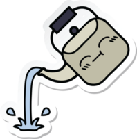 sticker of a cute cartoon pouring kettle png