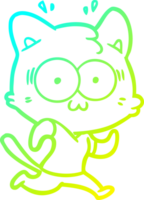 cold gradient line drawing of a cartoon surprised cat running png